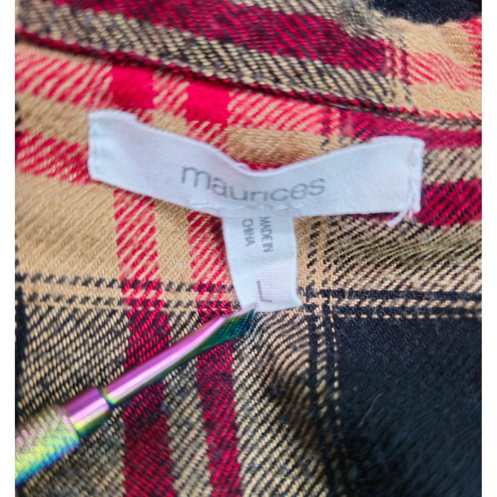 Maurices Plaid Flannel Button Down Long Sleeve Shirt Women's Size L EUC - Picture 6 of 8